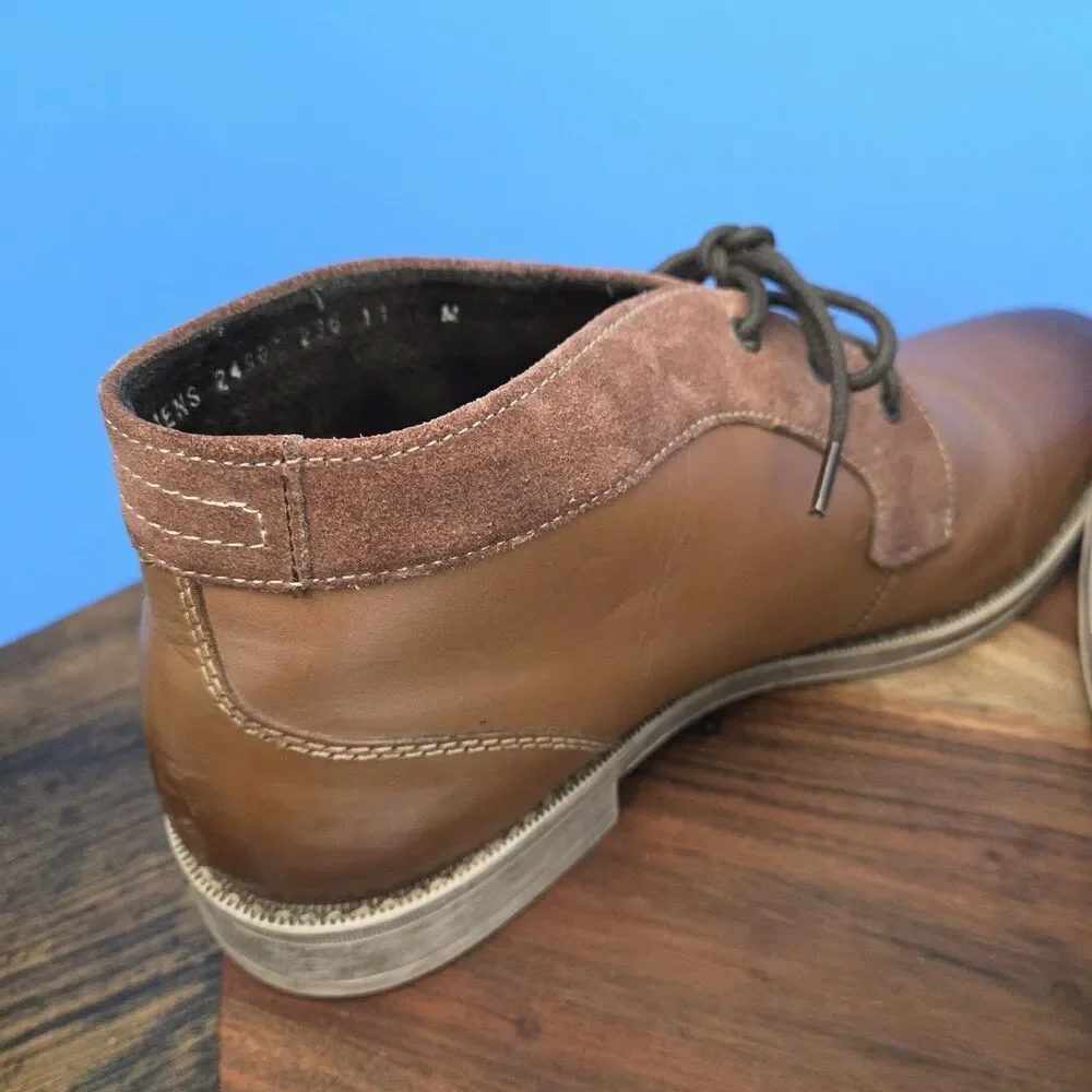 STACY ADAMS Cagney Boot Men's 11M Leather Cognac Tan # 24907-236